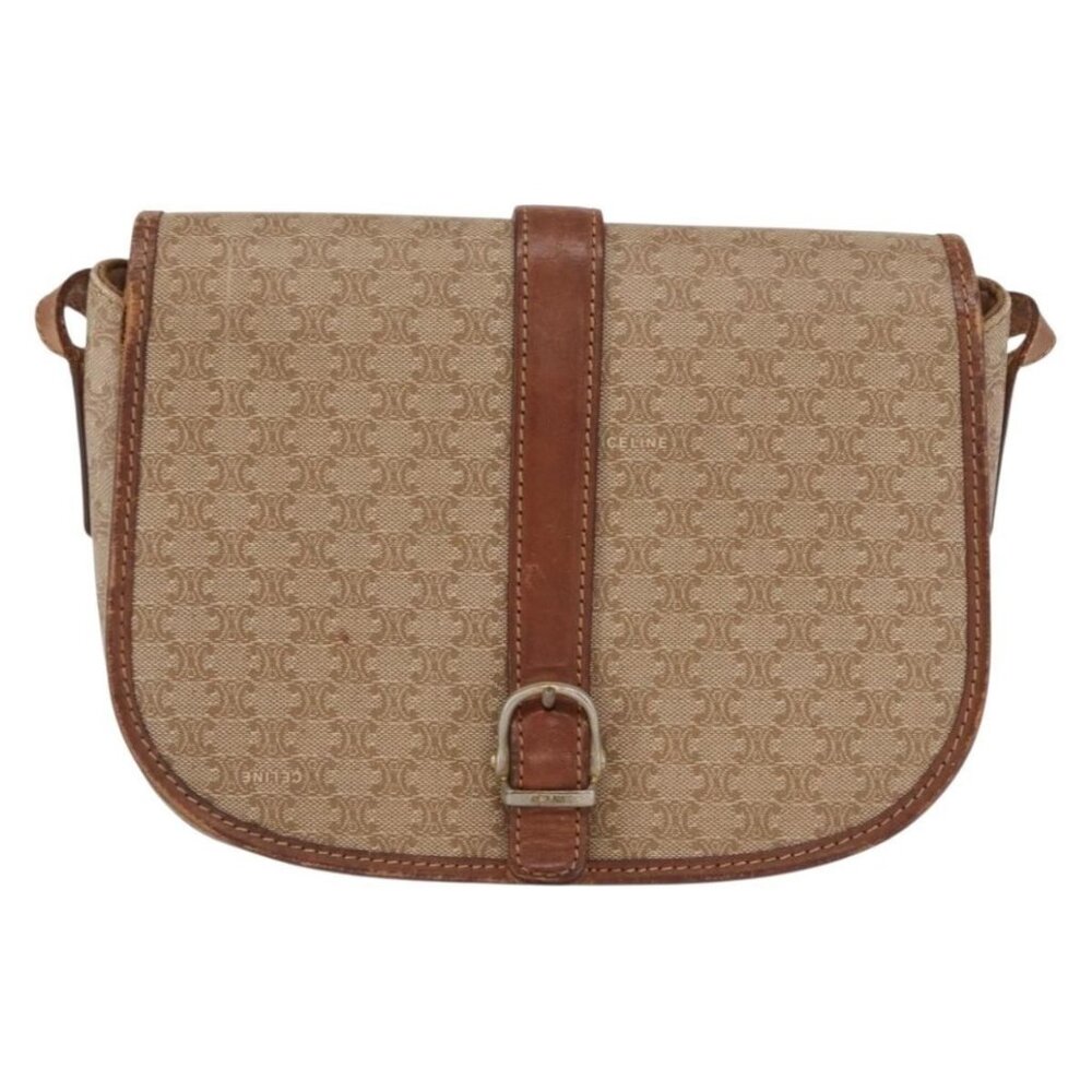 Authentic CELINE Macadam Canvas Shoulder Bag PVC Beige Gold - Picture 5 of 16